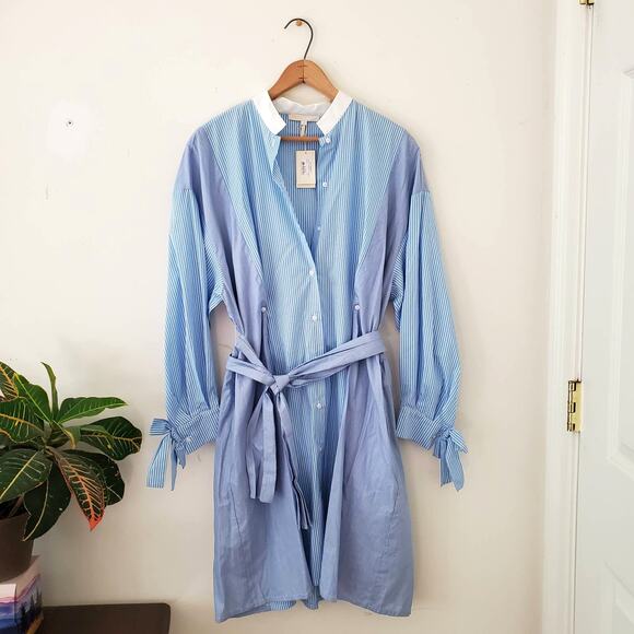 NWT Maje Rarty Chemise Bleu Striped Shirt Dress - Picture 1 of 4